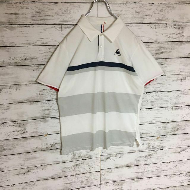 le coq sportif(ルコックスポルティフ)の【美品人気デザイン】ルコックスポルティフ　半袖ポロシャツ　白Mサイズ　E391 メンズのトップス(ポロシャツ)の商品写真