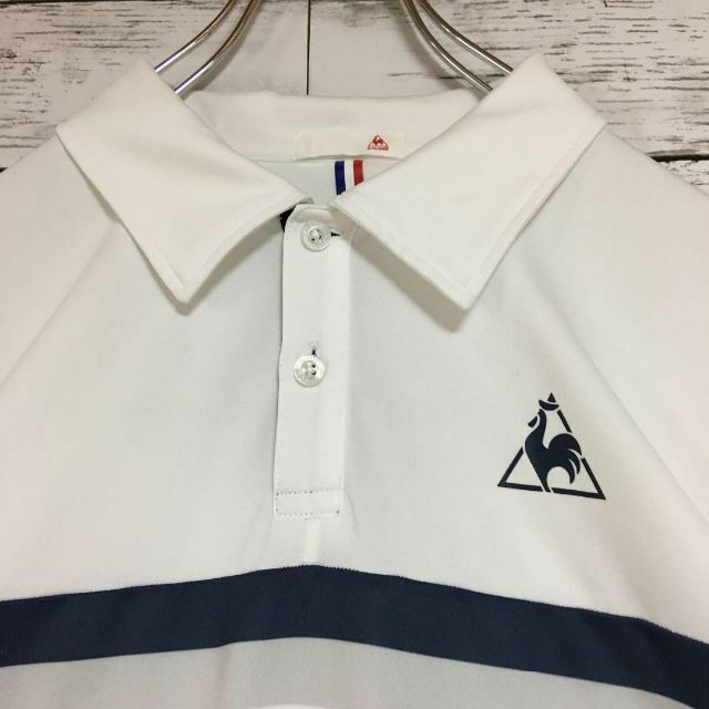 le coq sportif(ルコックスポルティフ)の【美品人気デザイン】ルコックスポルティフ　半袖ポロシャツ　白Mサイズ　E391 メンズのトップス(ポロシャツ)の商品写真