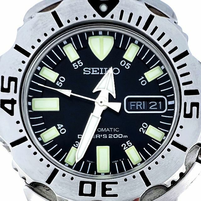 SEIKO 時計 ダイバー ブラックモンスター AT デイデイト 200m防水