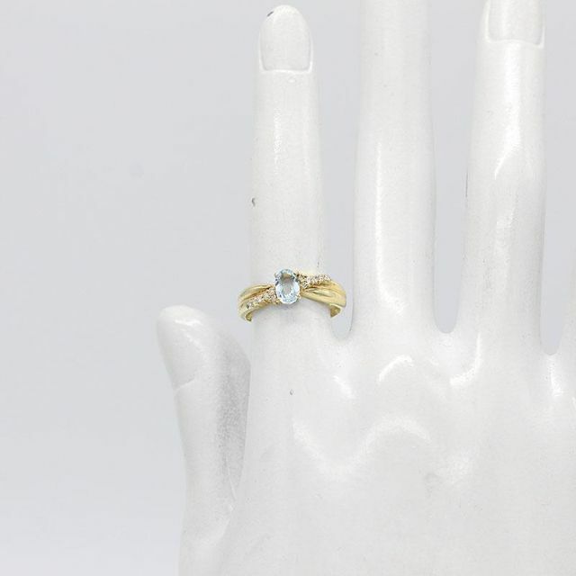 極美品 アクアマリン ダイヤモンド リング K18 A01088
