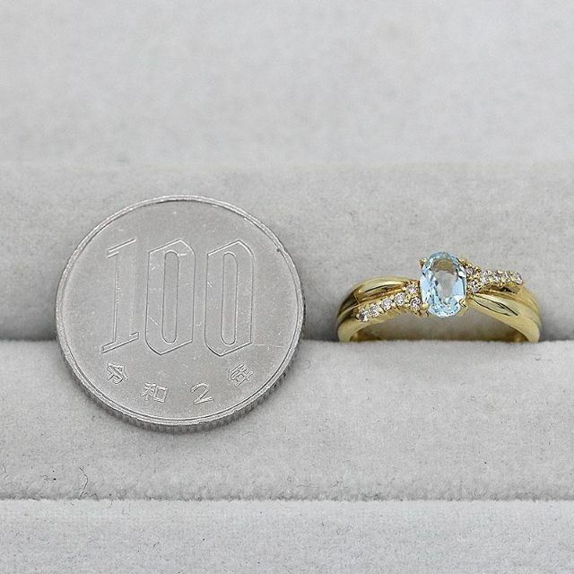 極美品 アクアマリン ダイヤモンド リング K18 A01088
