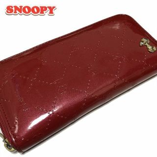 スヌーピー(SNOOPY)のSNOOPY スヌーピー ラウンドジップ 長財布 エナメル レッド(財布)