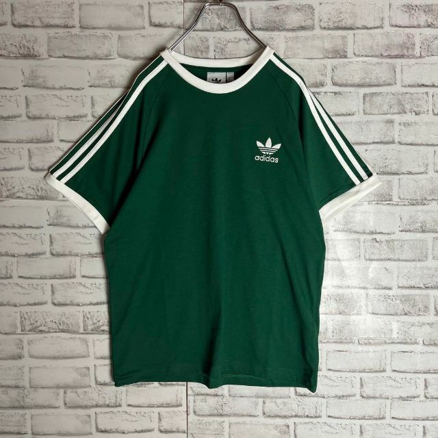 adidas(アディダス)の【あいみょん着用】アディダス⭐︎リンガーTシャツ　ワンポイント刺繍　濃緑 メンズのトップス(Tシャツ/カットソー(半袖/袖なし))の商品写真