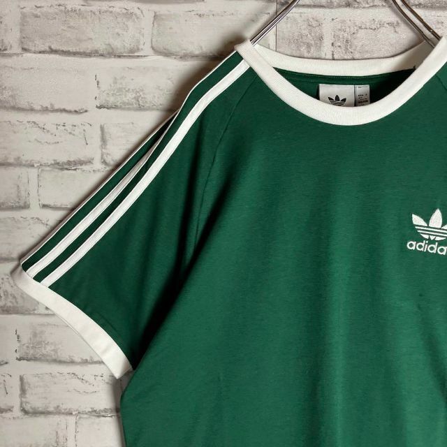 adidas(アディダス)の【あいみょん着用】アディダス⭐︎リンガーTシャツ　ワンポイント刺繍　濃緑 メンズのトップス(Tシャツ/カットソー(半袖/袖なし))の商品写真