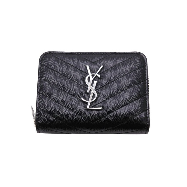 極美品 SAINT LAURENT サンローラン YSLロゴ ラウンドファスナー財布