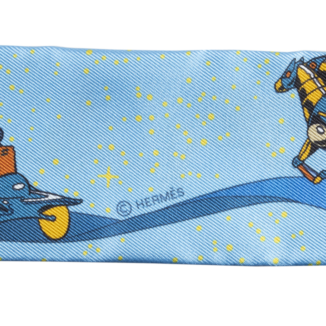 Hermes(エルメス)のHERMES エルメス Space Derby スペースダービー 063573S 02 ツイリー スカーフ ブルー イエロー【中古】 レディースのファッション小物(バンダナ/スカーフ)の商品写真