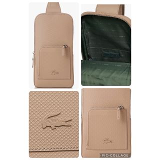 極美品ラコステLACOSTEシャンタコボディバッグ鞄ベージュ完売品オススメ限定1