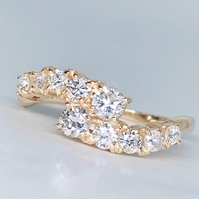 0.70ct ダイヤモンドリング K18 ダイヤ 0.7ct ハーフエタニティ