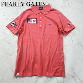 パーリーゲイツ(PEARLY GATES)のPEARLY GATES ポロシャツ 刺繍　ワッペン ピンク サイズ6(ウエア)