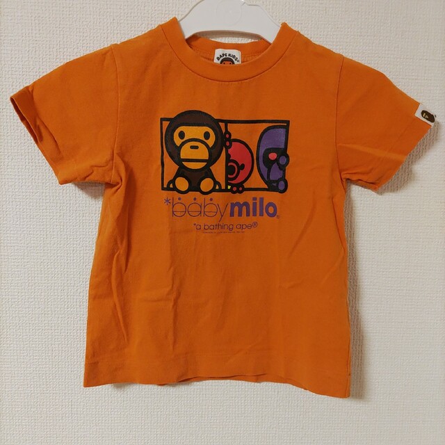 エイプBAPE KIDSベビーマイロTシャツ100cmオレンジ猿ゴリラタコキッズ