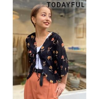 todayful Georgette Flower Cardiganカーディガントップス