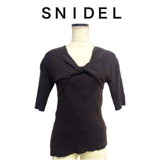 スナイデル(SNIDEL)のSNIDEL アシメデザイン ニット プルオーバー Fサイズ ダークブラウン(ニット/セーター)