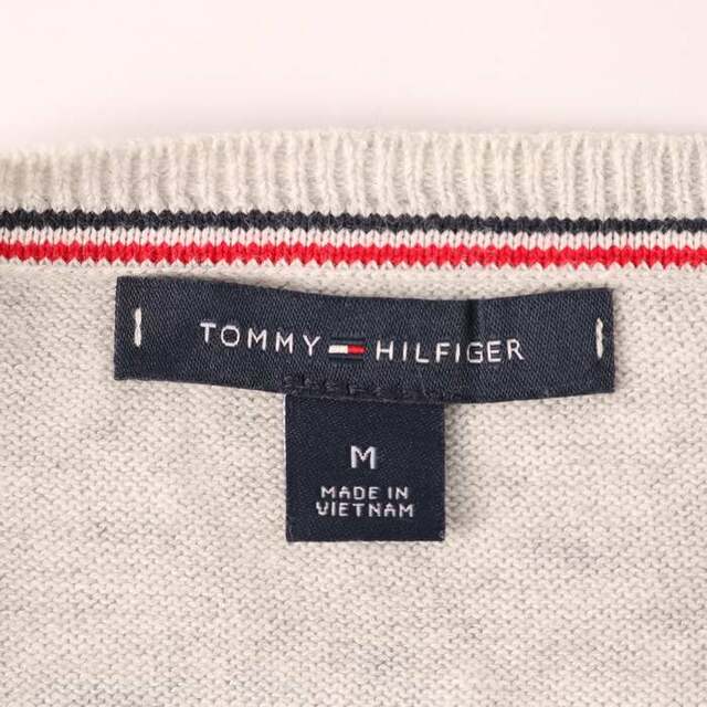 TOMMY HILFIGER(トミーヒルフィガー)のトミーヒルフィガー 長袖カーディガン ニットカーデガン フラッグロゴ クルーネック トップス レディース Mサイズ グレー TOMMY HILFIGER レディースのトップス(カーディガン)の商品写真