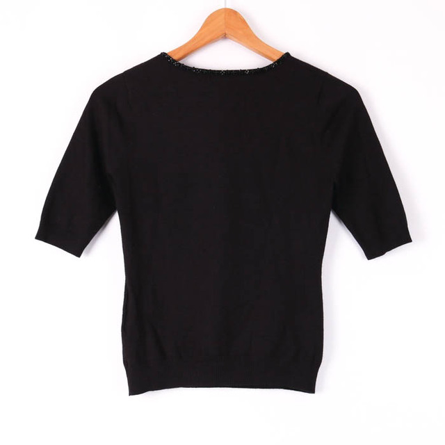 23区 半袖Tシャツ ニットシャツ Vネック ビジュー トップス シンプル レディース 38サイズ ブラック 23ku 4