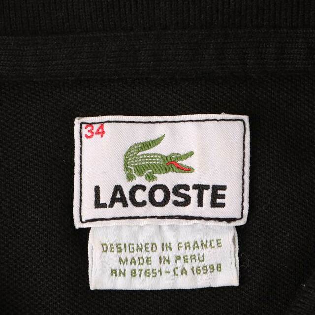 LACOSTE(ラコステ)のラコステ 半袖ポロシャツ 無地 トップス ワニロゴ ストレッチ コットン レディース 34サイズ ブラック LACOSTE レディースのトップス(ポロシャツ)の商品写真