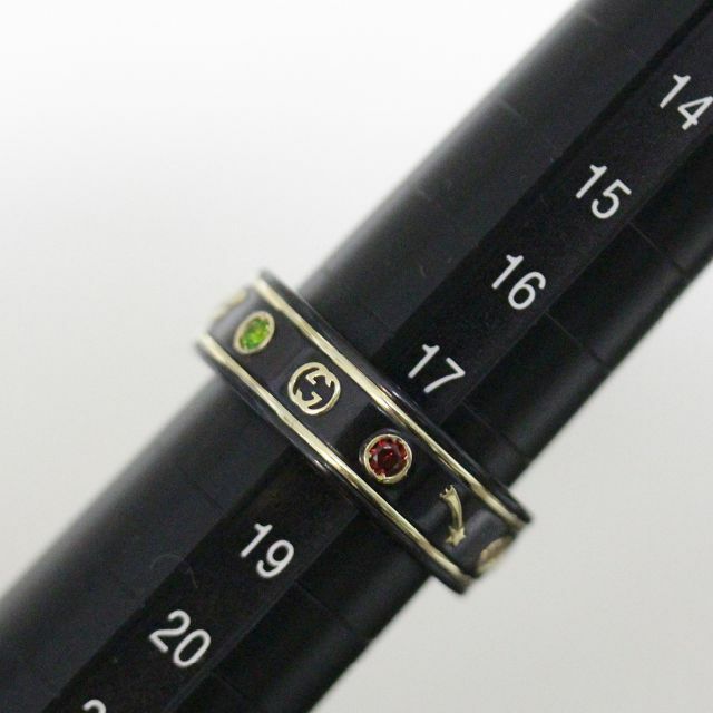 グッチ GUCCI マルチストーン アイコン リング 18号 K18 コランダム