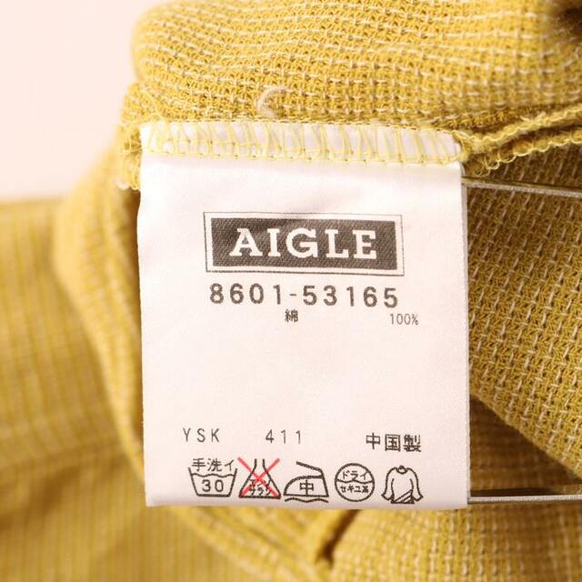 エーグル 半袖Tシャツ Vネック フロントタック トップス コットン100% レディース Mサイズ イエロー AIGLE 5