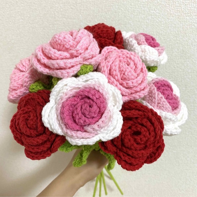 ハンドメイド　編みぐるみ　バラ　薔薇　9本セット
