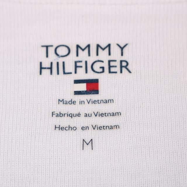 TOMMY HILFIGER(トミーヒルフィガー)のトミーヒルフィガー 半袖Tシャツ キーネック フロントライン コットン トップス レディース Mサイズ ホワイト TOMMY HILFIGER レディースのトップス(Tシャツ(半袖/袖なし))の商品写真