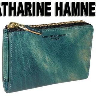 キャサリンハムネット(KATHARINE HAMNETT)の490-59202　キャサリンハムネット　Lファスナーボックス財布　ブルー(折り財布)