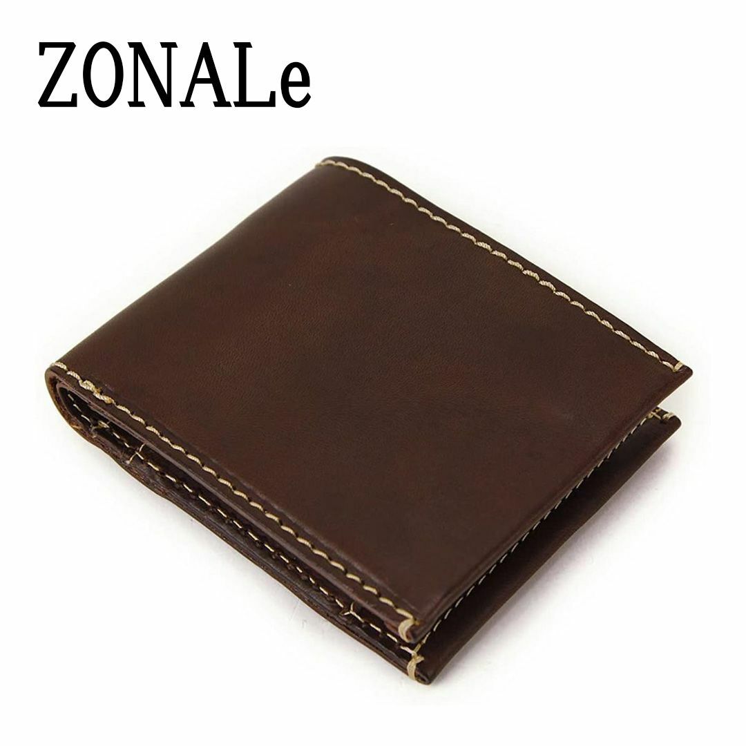 ZONALe(ゾナール)の31043　ZONALe　ゾナール　二つ折り財布　ダークブラウン メンズのファッション小物(折り財布)の商品写真