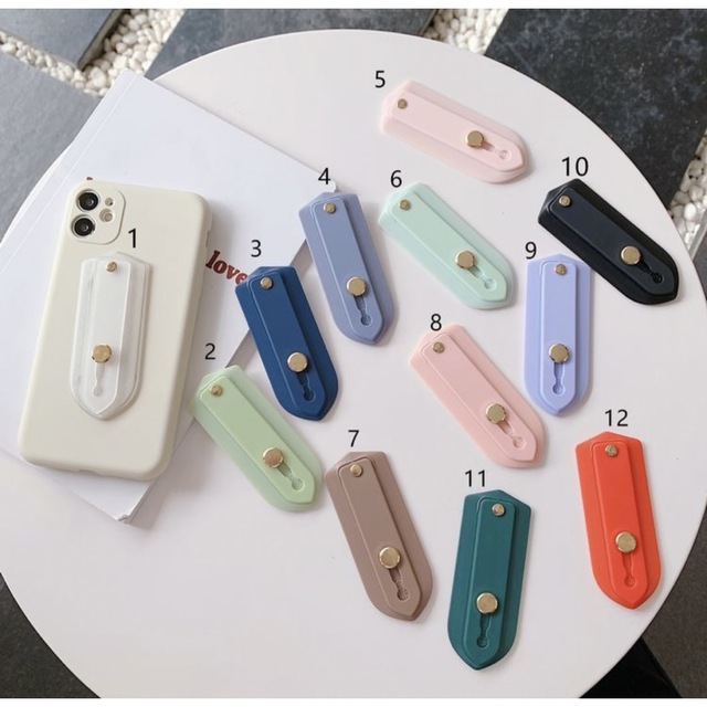 スマホベルト　落下防止 スマホリング フィンガーベルト　7番　ブラウン　茶色 スマホ/家電/カメラのスマホアクセサリー(ストラップ/イヤホンジャック)の商品写真