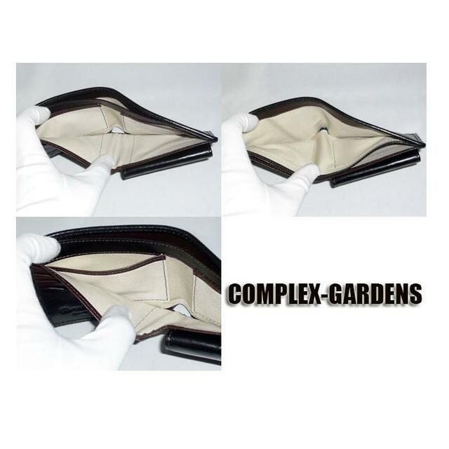 4023【コンプレックスガーデンズ】二つ折り財布　チョコ×ブラック『新品』 メンズのファッション小物(折り財布)の商品写真