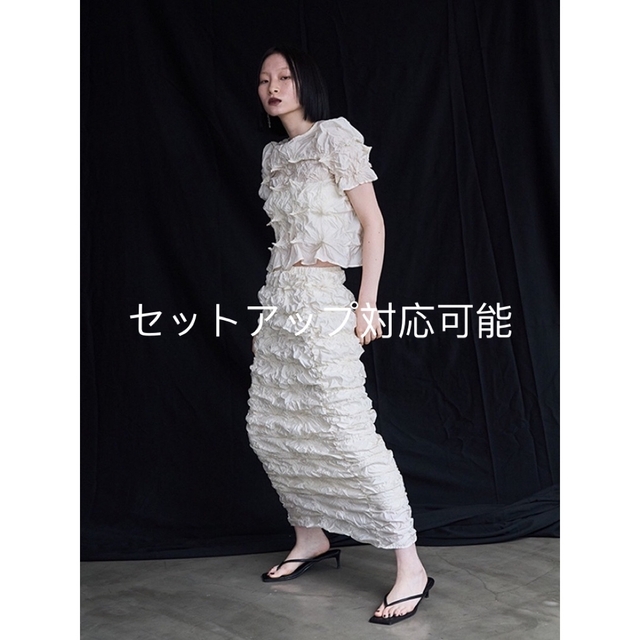 ホワイトサイズ"ARIMATUSHIBORI" SKIRT スカート