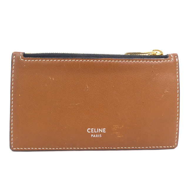 celine(セリーヌ)のセリーヌ CELINE コインケース トリオンフ レザー ブラウン系 ゴールド ユニセックス 送料無料【中古】 h29437f レディースのファッション小物(コインケース)の商品写真