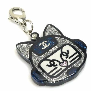 シャネル(CHANEL)のシャネル CHANEL チャーム プラスチック ブラック×シルバー×ブルー シルバー 送料無料【中古】 h29438a(チャーム)