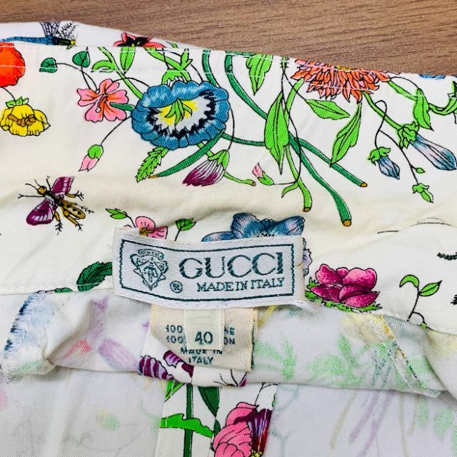 GUCCI グッチ ヴィンテージ ワンピース フローラ 花柄 半袖 ベルト付き-