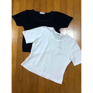 LANCETTI 白Tシャツ&SEPT FOIS コットンニット　ショート丈2点(Tシャツ(半袖/袖なし))