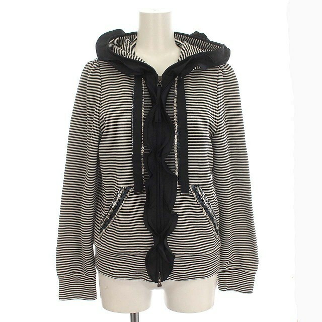 最新のデザイン TO BE CHIC フリル スパンコールパーカー ボーダー
