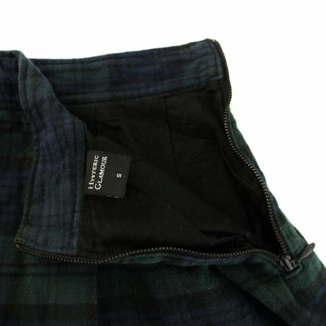 HYSTERIC GLAMOUR(ヒステリックグラマー)のヒステリックグラマー スカート ミニ フレア チェック柄 コットン S 緑 紺 レディースのスカート(ミニスカート)の商品写真