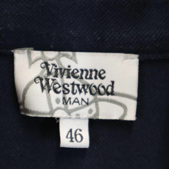 ヴィヴィアンウエストウッド 日本製 半袖 ポロシャツ 46 紺系 Vivienne Westwood ロゴ刺繍 鹿の子 メンズ   【230602】 メール便可
