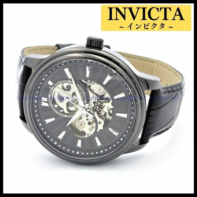 INVICTA 腕時計 22580 Vintage 自動巻き レザー ブラック190mmバンド幅