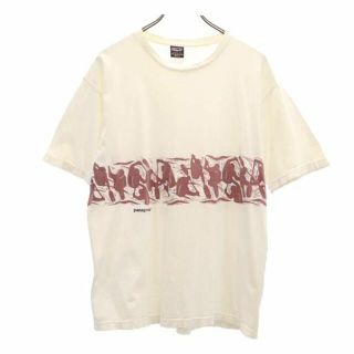 パタゴニア(patagonia)のパタゴニア オーガニックコットン プリント 半袖 Tシャツ M 白 patagonia アウトドア メンズ 【中古】  【230602】 メール便可(Tシャツ/カットソー(半袖/袖なし))