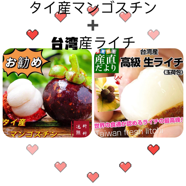 タイ産 マンゴスチン と 台湾産 生ライチ 玉荷包 セット 食品/飲料/酒の食品(フルーツ)の商品写真