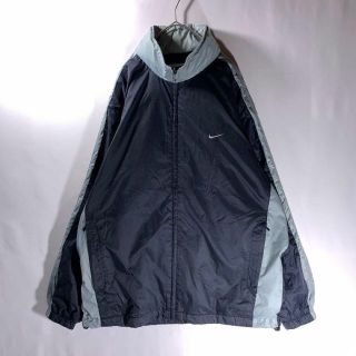 NIKE - 00s OLD NIKE ナイロンジャケット 黒 緑 L 刺繍ロゴ y2kの通販