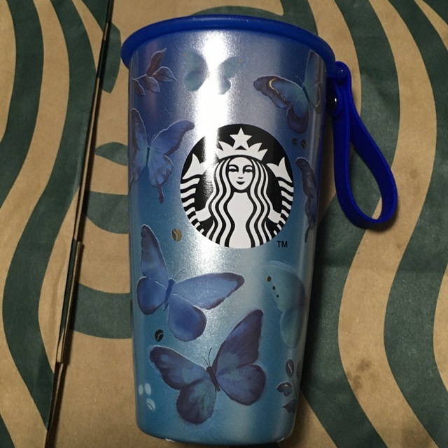 Starbucks - ストラップカップシェイプステンレスボトルブルー Starbucks - ストラップカップシェイプステンレスボトルブルー