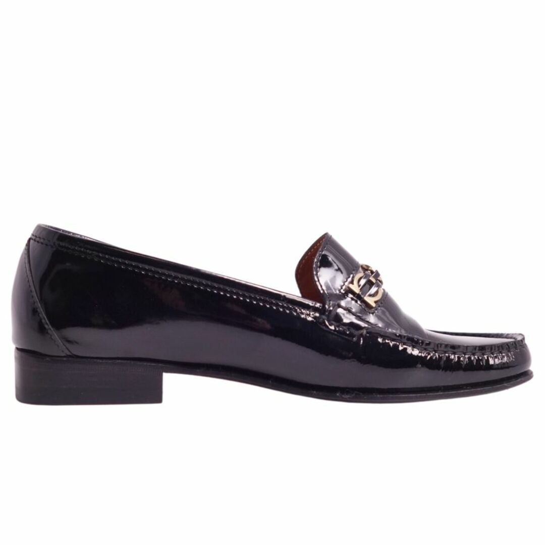 美品 サルヴァトーレ フェラガモ Salvatore Ferragamo ローファー モカシン パテントレザー シューズ 靴 レディース 5D(22.5cm相当) ブラック