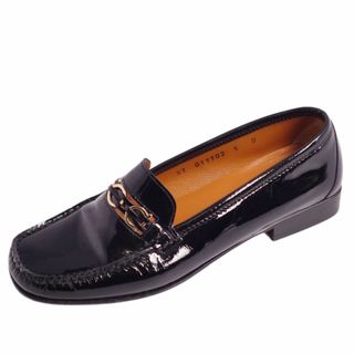 サルヴァトーレフェラガモ(Salvatore Ferragamo)の美品 サルヴァトーレ フェラガモ Salvatore Ferragamo ローファー モカシン パテントレザー シューズ 靴 レディース 5D(22.5cm相当) ブラック(ローファー/革靴)