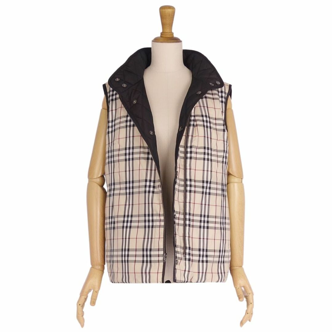 BURBERRY(バーバリー)の美品 バーバリー ロンドン BURBERRY LONDON ベスト ジレ リバーシブル チェック ダウン アウター レディース 11(L相当) ベージュ/ダークブラウン レディースのジャケット/アウター(ダウンベスト)の商品写真