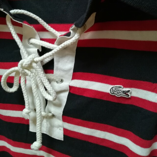 LACOSTE(ラコステ)の✨LACOSTE ラコステ ボーダー柄のノースリーブシャツMサイズ♪ レディースのトップス(ポロシャツ)の商品写真