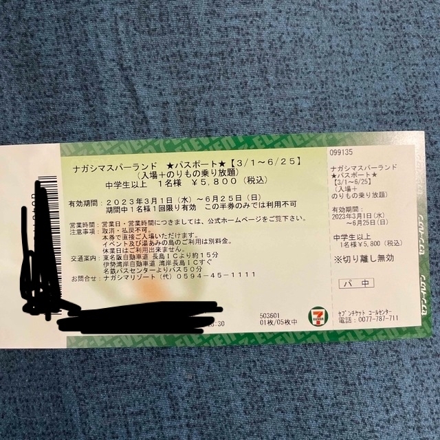 ナガシマスパーランド 入場券 チケットの施設利用券(遊園地/テーマパーク)の商品写真