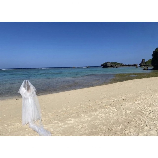 ブライダル 前撮り 白 ベール チュール オーガンジー ロング 結婚式 大聖堂 レディースのフォーマル/ドレス(ウェディングドレス)の商品写真