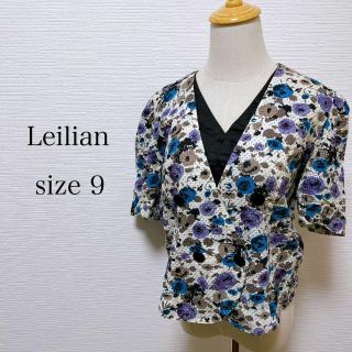 レリアン(leilian)のレリアン 半袖 重ね着風デザイン サイズ9 マルチカラー リネン(Tシャツ/カットソー(半袖/袖なし))