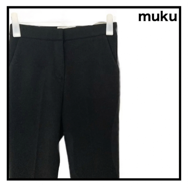 【muku】　スラックス　パンツ　レディース　ブラック　無地　カジュアル　M