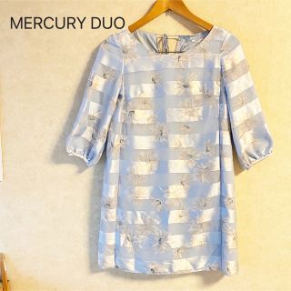 マーキュリーデュオ(MERCURYDUO)の新品☆マーキュリーデュオ　花柄ワンピース　水色(ミニワンピース)