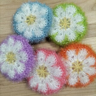 お花の韓国タワシ　5枚セット♪(キッチン小物)